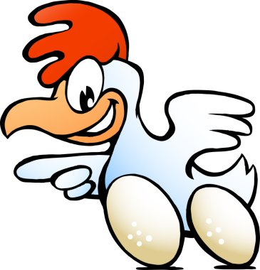 bir tavuk yumurta ile çizilmiş vektör çizim gövdenin altında monte edilmiş.