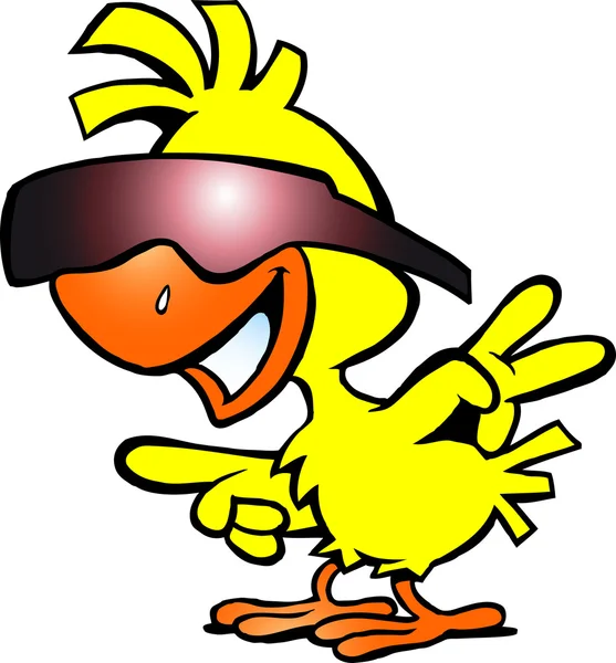Ilustración vectorial dibujada a mano de un pollo inteligente con gafas de sol — Vector de stock