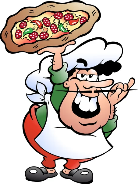Handgezeichnete Vektorillustration eines italienischen Pizzabäckers — Stockvektor