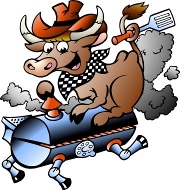 Barbekü beşik sürme bir inek çizilmiş vektör çizim