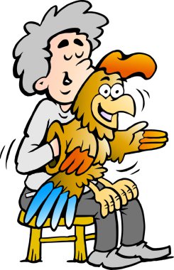 Hand-drawn Vector illustration of an A ventriloquist entertains with his cock doll clipart