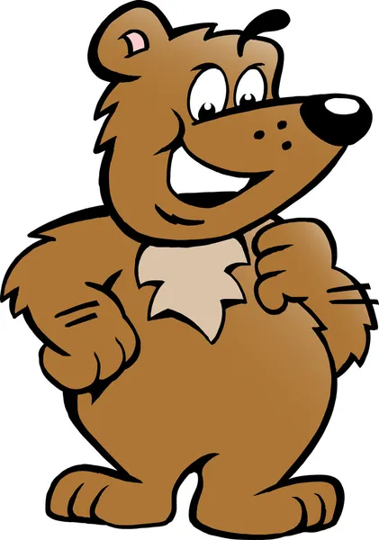 Ilustración vectorial dibujada a mano de un oso marrón orgulloso feliz — Vector de stock