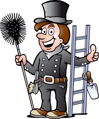 Hand-drawn Vector illustration of an Happy Chimney Sweep