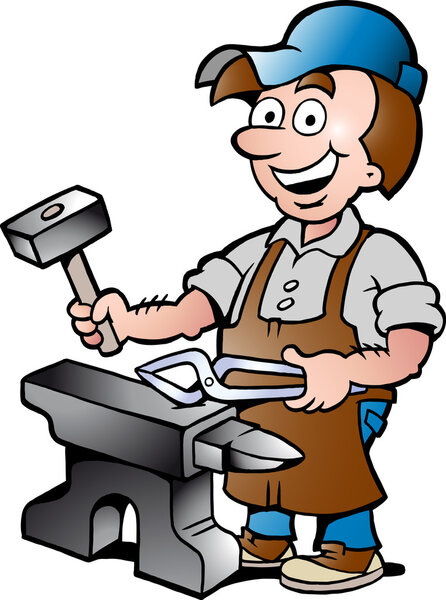 Hand-drawn Vector illustration of an Happy Blacksmith Worker