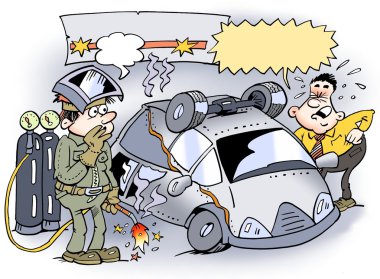 bir kaynak araba yanlış birlikte koymak