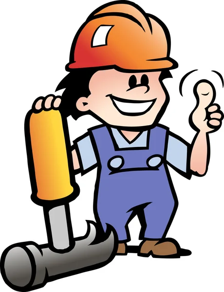 Handgezeichnete Vektorillustration eines glücklichen Mechanikers oder Heimwerkers — Stockvektor