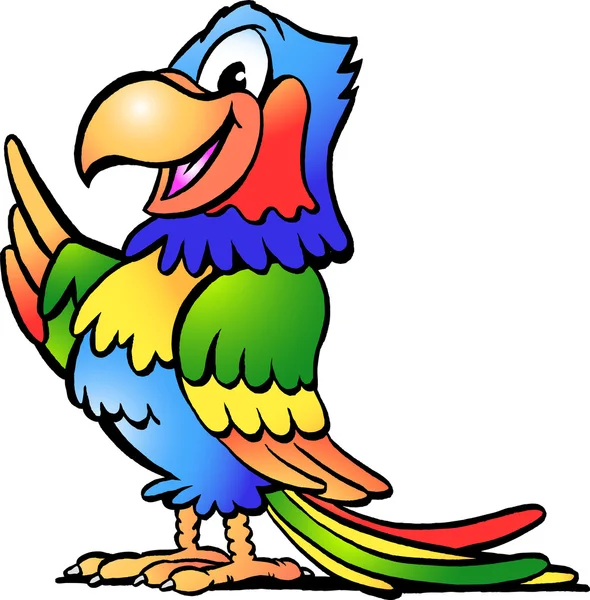 Hand-drawn Vector illustration of an Happy Colorful Parrot — Stock Vector