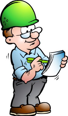 bir inşaat Yöneticisi çizilmiş vektör çizim