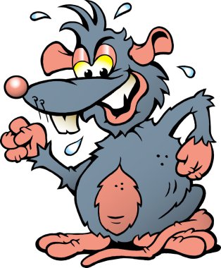 mutlu bir gülümseyen sıçan çizilmiş vektör çizim