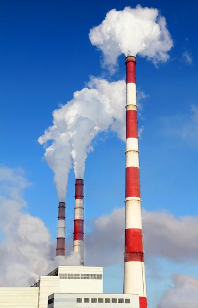 Smoking pipes of thermal power station — Stock Photo, Image