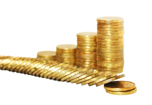 Obchodní graf je vyroben ze zlaté mince — Stock fotografie