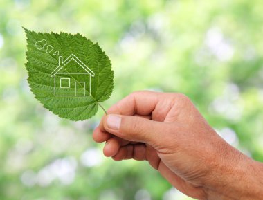 Eko ev kavramı, eco house simge doğada tutan el