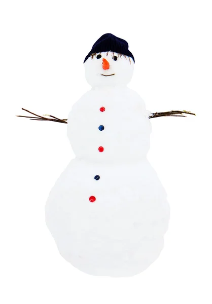 Snow man standing close up isolated — Stock Photo, Image