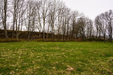 Kale duvarının kalıntıları. Kremlin. Toprak duvar eski kale duvarından