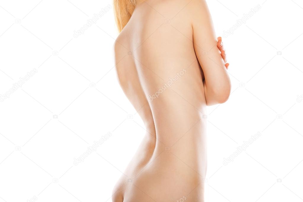 Beautiful and sexy woman posing with bare back