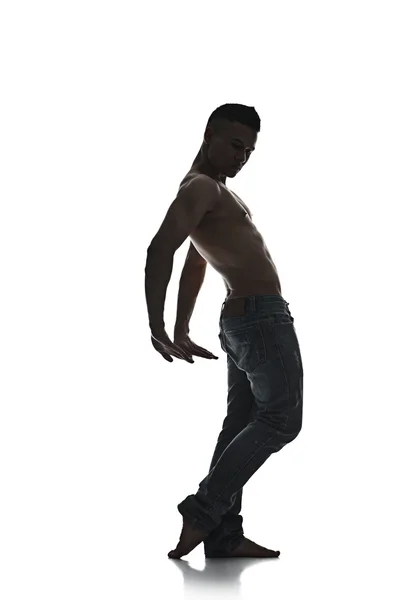 Silhouette of a young man dancer isolated — Stock Photo, Image