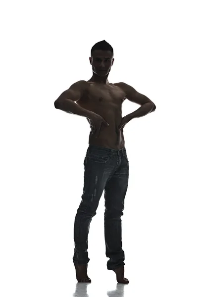 Silhouette eines jungen Mannes Tänzer isoliert — Stockfoto
