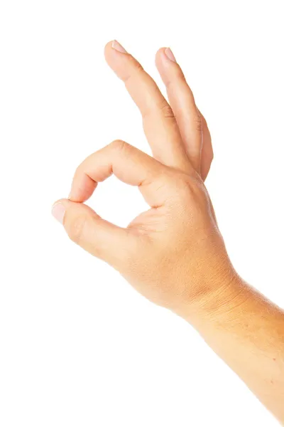 Closeup of man's hand gesturing - showing sign ok — Stock Photo, Image