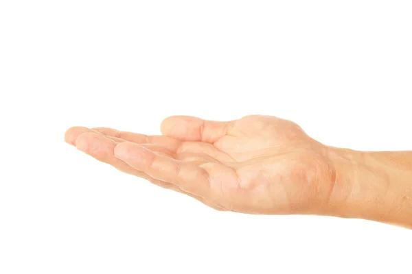 Open palm handgebaar van mannelijke geïsoleerd op wit — Stockfoto