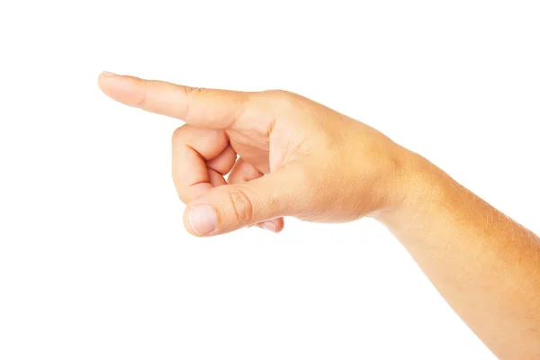 Mão poiting símbolo isolado no fundo branco — Fotografia de Stock