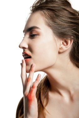 yaratıcı makyajlı izole Beautyful kadın