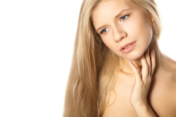 Menina de beleza com cabelo encaracolado longo saudável — Fotografia de Stock