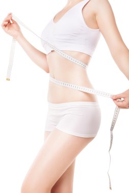 Ölçüm bandı ile kalça zayıflama kadın