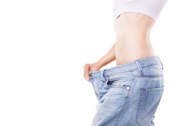 Beyaz arka plan üzerinde izole kadın vücudu ince