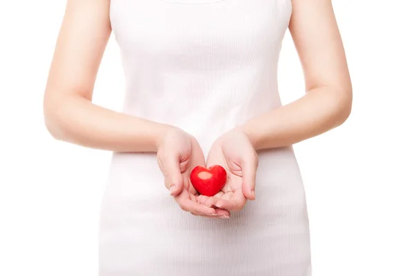 Valentines woman holding heart. Love concept — Stock Photo, Image