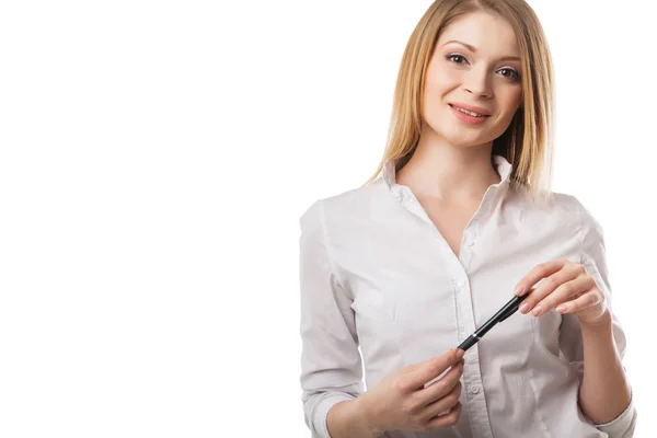 Geschäftsfrau mit Stift — Stockfoto