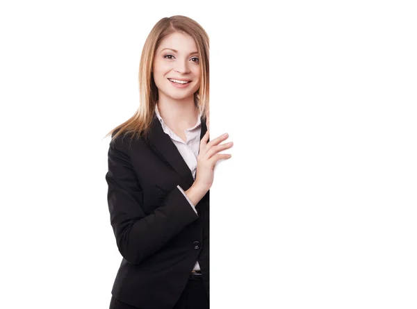 Business woman showing blank — Stock Photo, Image