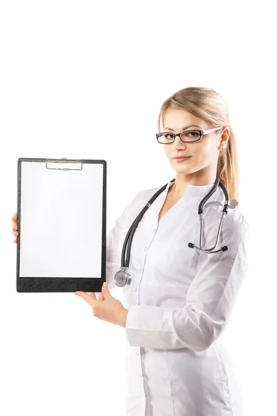 Doctor showing clipboard — Stock Photo, Image