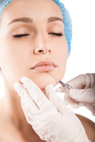 Cosmetic injection to woman — Stock Photo, Image