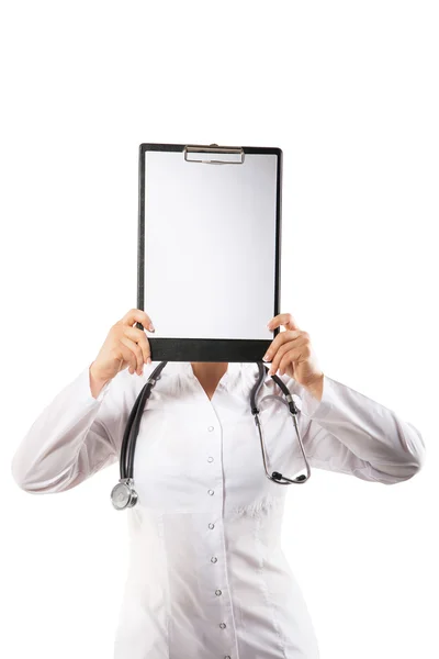 Doctor showing clipboard — Stock Photo, Image