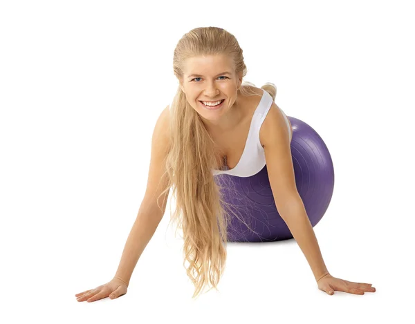 Woman doing exercises with fitball — Stock Photo, Image