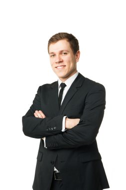 kolay iş adamı izole kameraya bakıyor