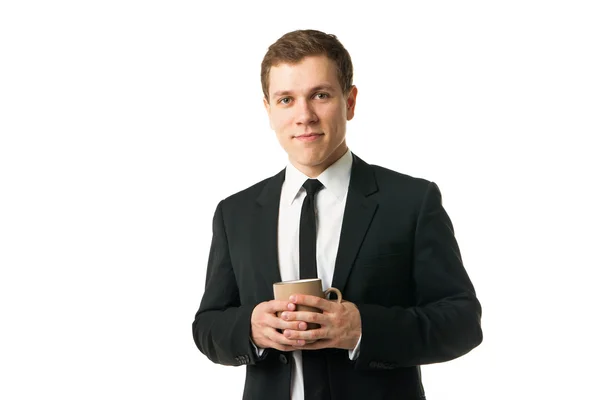 Giovane uomo d'affari con tazza di caffè — Foto Stock