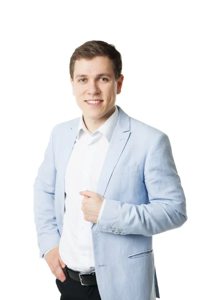 Friendly businessman looking at camera isolated — Stock Photo, Image