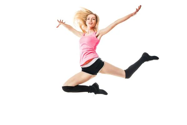 Young beautiful dancer posing on white background — Stock Photo, Image