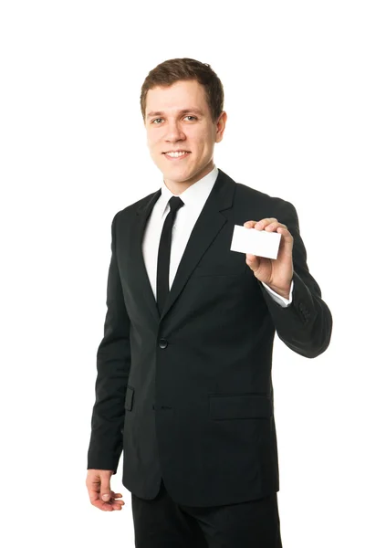 Business man show card isolated on white — Stock Photo, Image