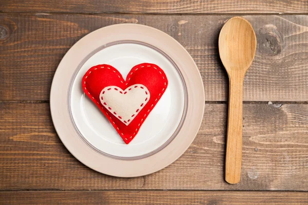 Plate with heart — Stock Photo, Image