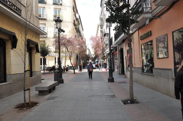 Madrid Spanje Tien Van Maart Straat — Stockfoto