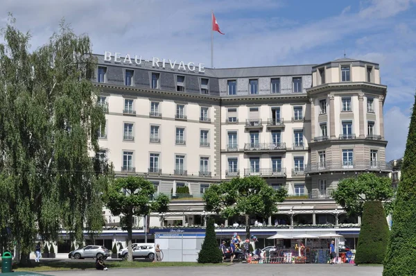 Suíça Genebra Junho 2022 Hotel Beau Rivage — Fotografia de Stock