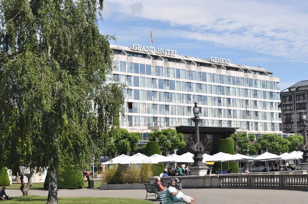 Suíça Genebra Junho 2022 Grand Hotel Geneve — Fotografia de Stock