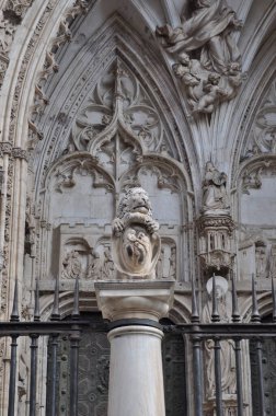 Art object near the old church . 