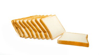 sliced soft bread isolated on white background