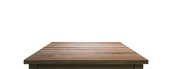 Hölzerne Tischplatte Isoliert Auf Weißem Hintergrund Alte Leere Hölzerne Tischplatte — Stockfoto