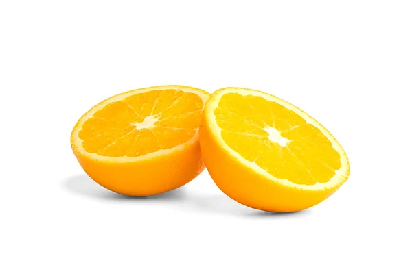 Φυσικό Πορτοκαλί Φρούτο Κατά Ήμισυ Απομονωμένο Λευκό Φόντο — Φωτογραφία Αρχείου