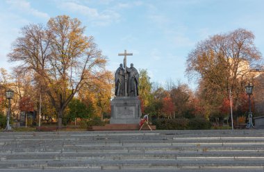 Moskova, Rusya 10 Ekim 2021 Moskova Cyril ve Methodius Anıtı