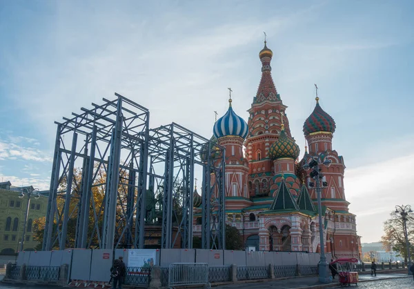 Moscow Russia October 2021 Restoration Monument Minin Pozharsky Basil Cathedral — Stock Photo, Image